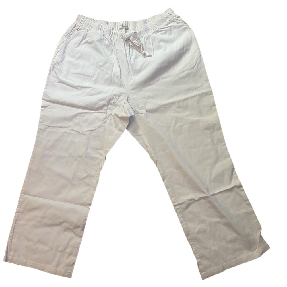 White Pants Drawstring Elastic Waist